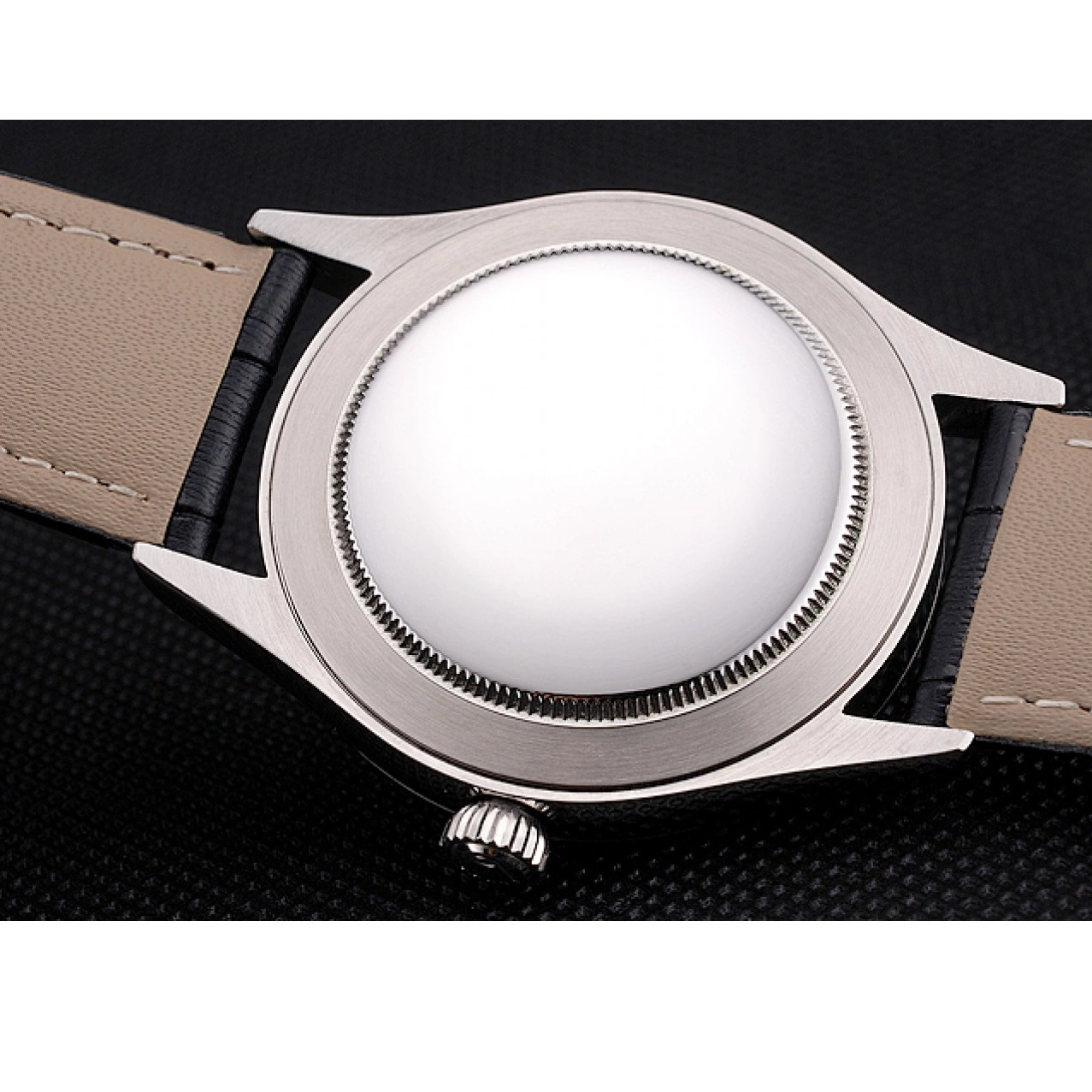 Good copy rolex watches Leather Case Datejust Stainless Dial Swiss Black White Strap Rolex Steel 0725